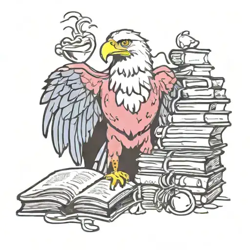 A Wise Eagle Cooking In A Fun Kitchen Surrounded By Knowledge Books