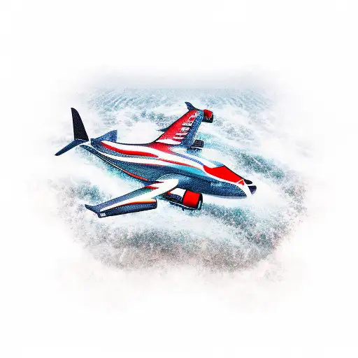 Red Plane Under Water