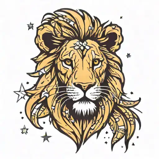 Lion Face With Stars Forming