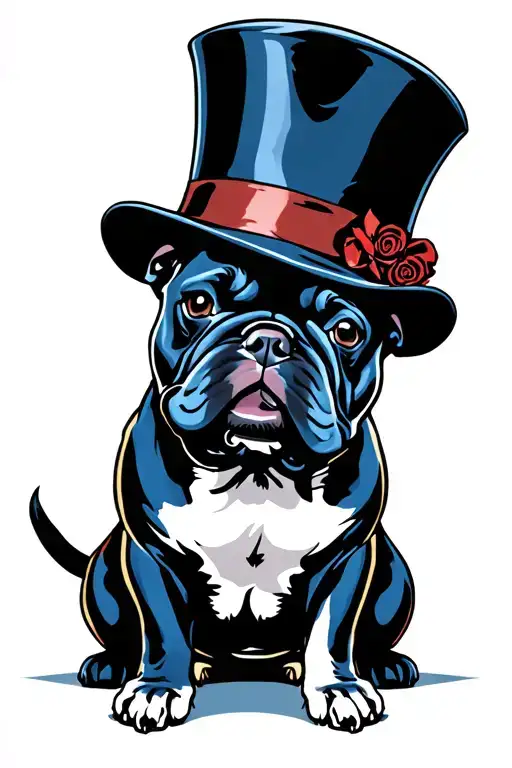 French Bulldog Blue With A Top Hat
