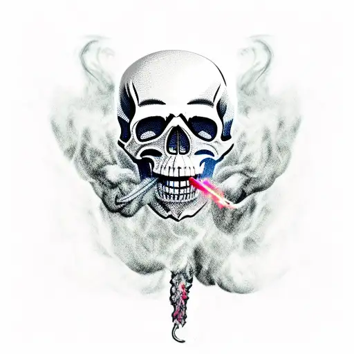 Smokey Skull Cascading Smoke Out Of Mouth
