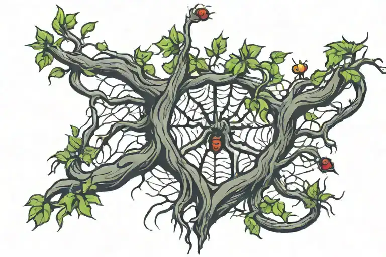 Tree With E Branches And Spider Roots Going To The Heart