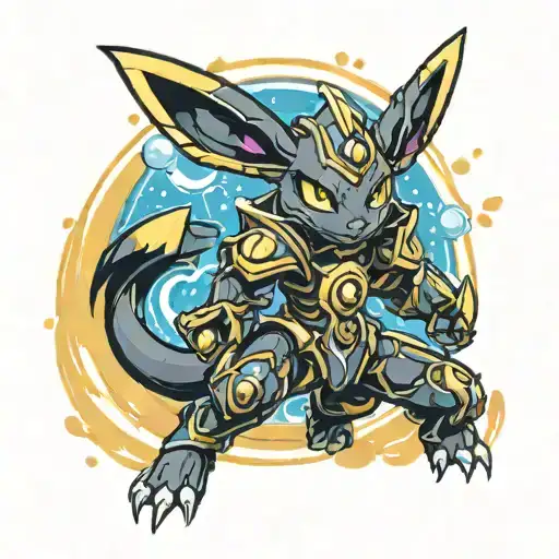 Umbreon Pokemon In Sayian Battle Armor With A Moon