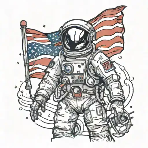 Astronaut With American Flag B B