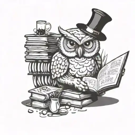 A Wise Owl Cooking In A Fun Kitchen Surrounded By Knowledge Books