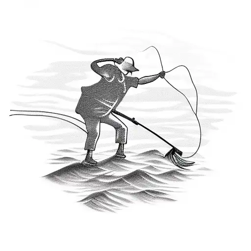 Man Fishing Long Line