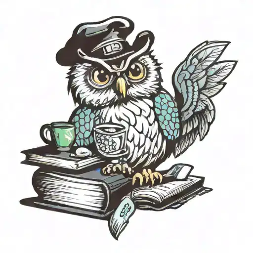 A Wise Owl Cooking In A Fun Kitchen Surrounded By Knowledge Books
