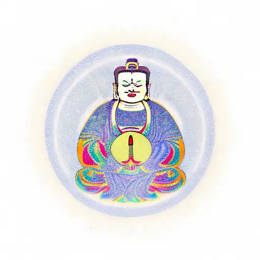 Smiling Buddha With Peace Symbol