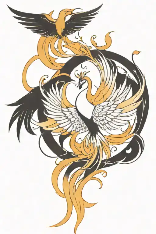 Phoenix Rising With Heart In Middle
