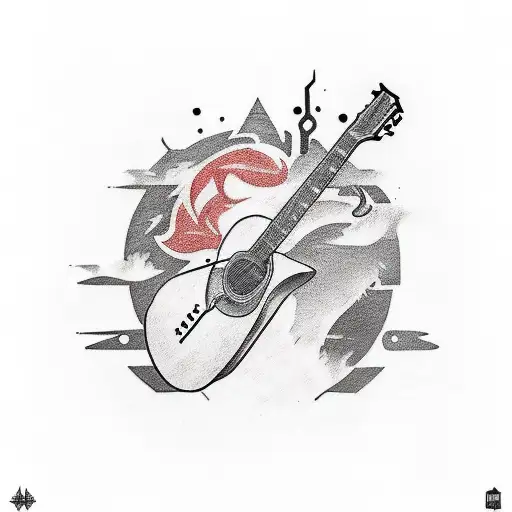 A Traditional Tattoo Design Featuring Ellie's Knife And Joel's Guitar From The Last Of Us