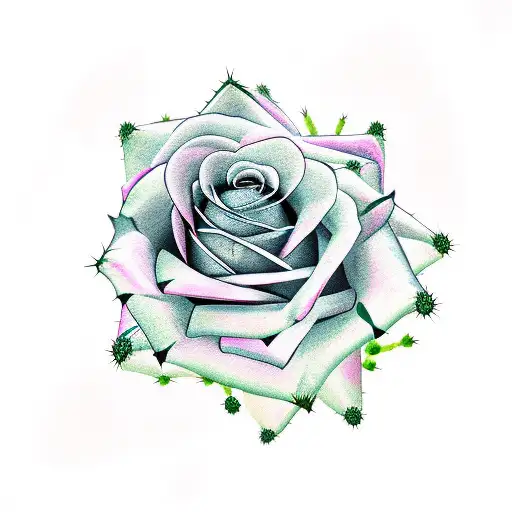 Rose With A Cactus Stem