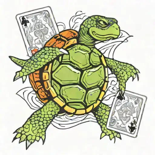 Turtle Play Cards Being Shuffled