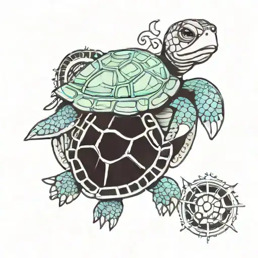 Turtle Sitting On A Plaing Cards