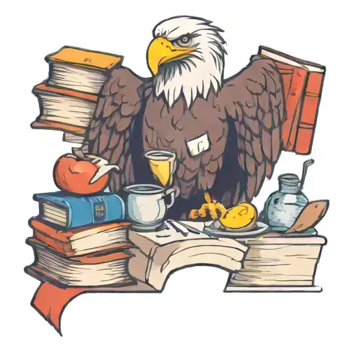 A Wise Eagle Cooking In A Fun Kitchen Surrounded By Knowledge Books