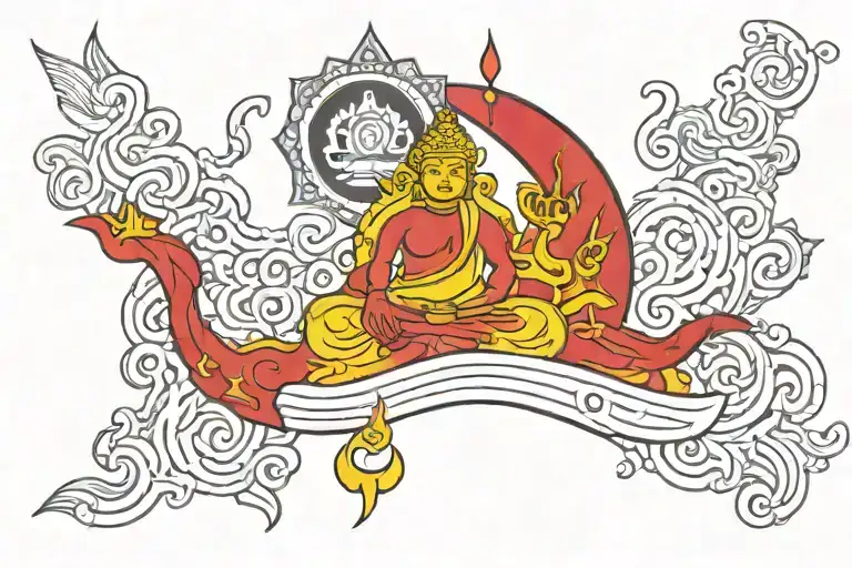 A Modern Interpretation Of The Nepali Flag Incorporating Elements Of Both Shiva And Buddha