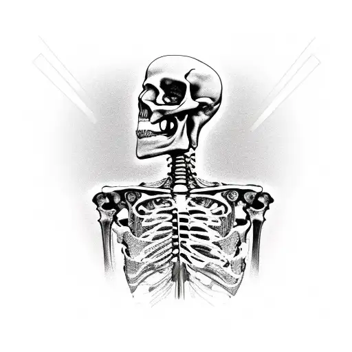 Human Torso Skeleton Side View Who Prays
