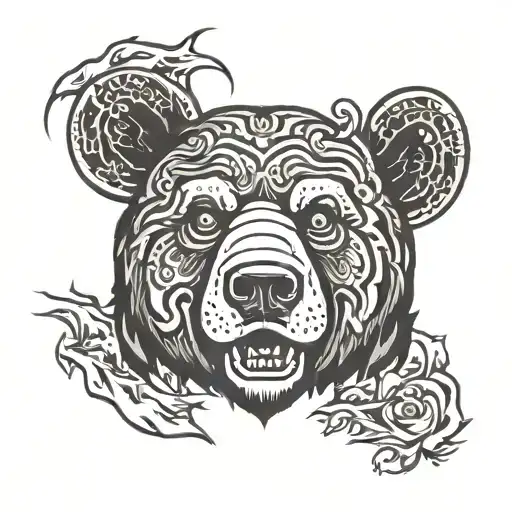 Face Bear Oldschool Black