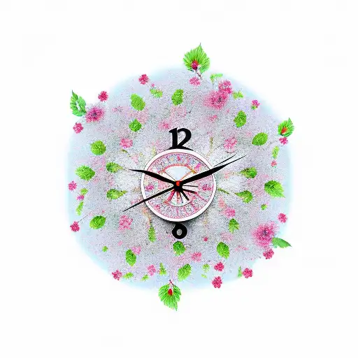 Cherry Blossoms And Clock