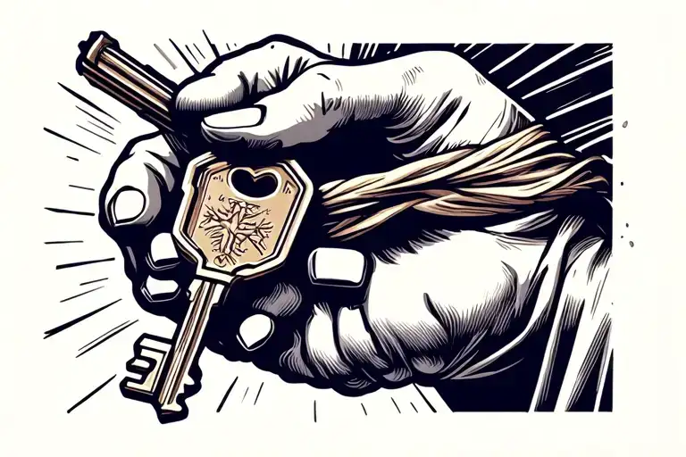 Jesus Hand Holding Keys Shaped Like