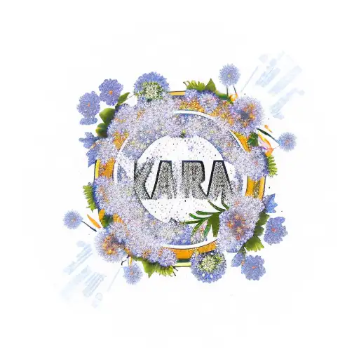 Katana Surrounded By A Circle With Sakura Flowers Around The Circle