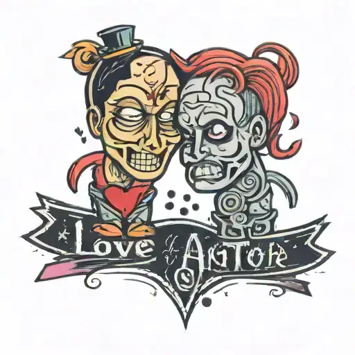 A Tatoo In A Knee Saying Love And Another In The Other Knee Saying Hate