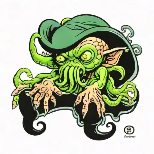 Baby Cthulu Holding Hands On Brains