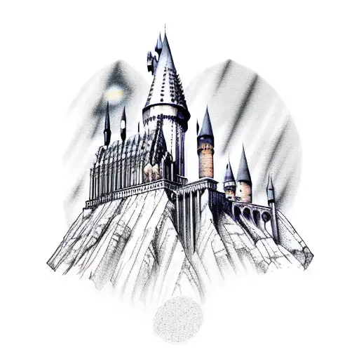 Hogwarts Castle Line Art