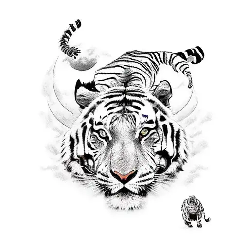 Alien Cowboy Riding Tiger