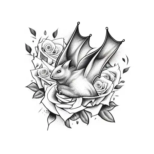 Bat With Roses