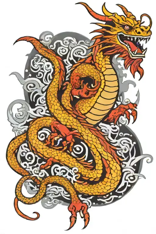 Chinese Red Dragon Flying