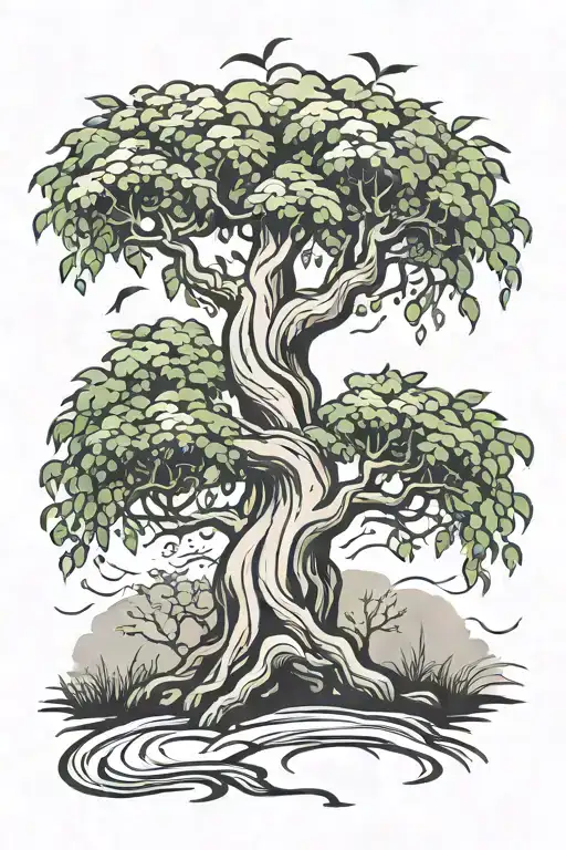 Whimsical Willow Tree In The Wind