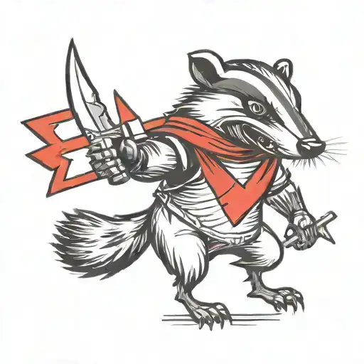 Angry Badger Wielding A Red Arrow