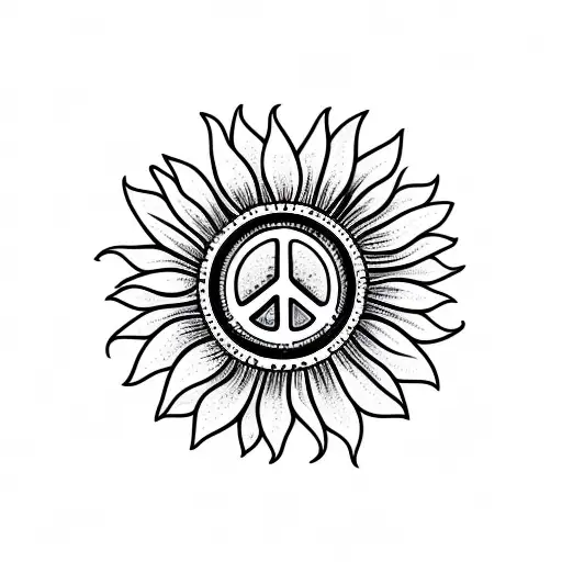 Sunflower With Peace Sign