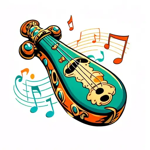 Zeldad Ocarina With Music Notes Floating