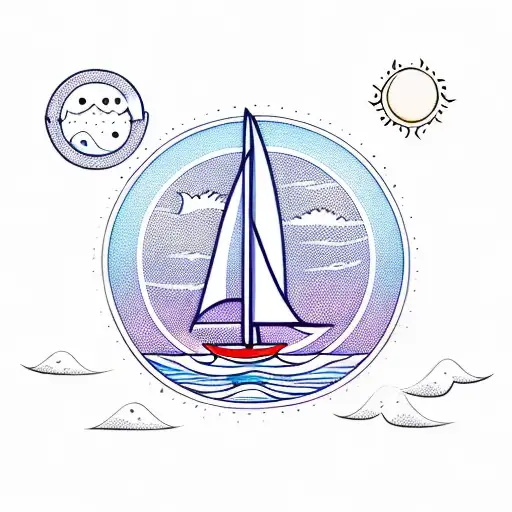 Sailboat With Waves And Sun