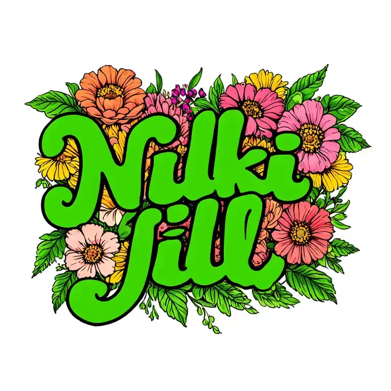 Nikki Jill Name In Bed Of Flowers