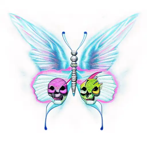 Butterfly With Wings That Inside There Are Drawings Of Pirate Ships