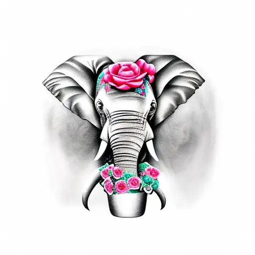 Elephant And Roses