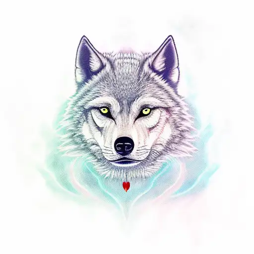 Bad Wolf With Lava And Red Moon