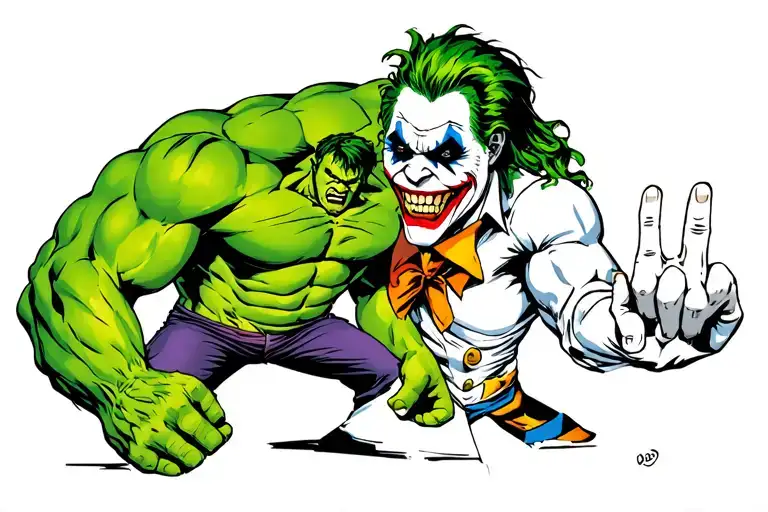 Joker Vs Hulk Battle With Joker Flipping The Middle Finger To The Hulk