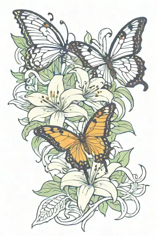 Art Nouveau Style Lily And Butterfly