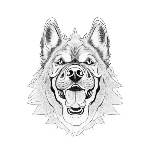 A Large Ferocious Black Dog In Profile