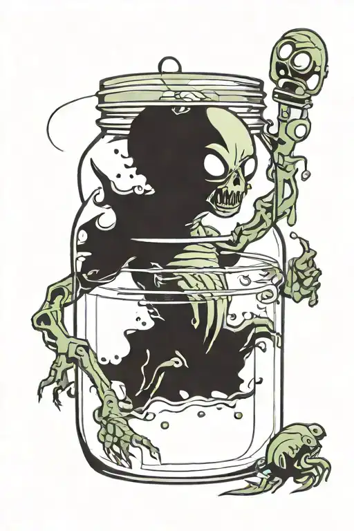 An Alien Inside A Jar Filled