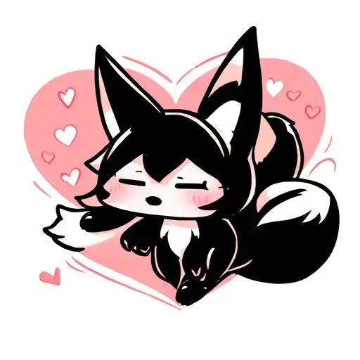 Anime Fox Sleeping Around A Heart