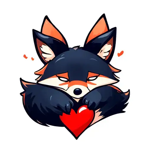 Fox Sleeping Around A Heart