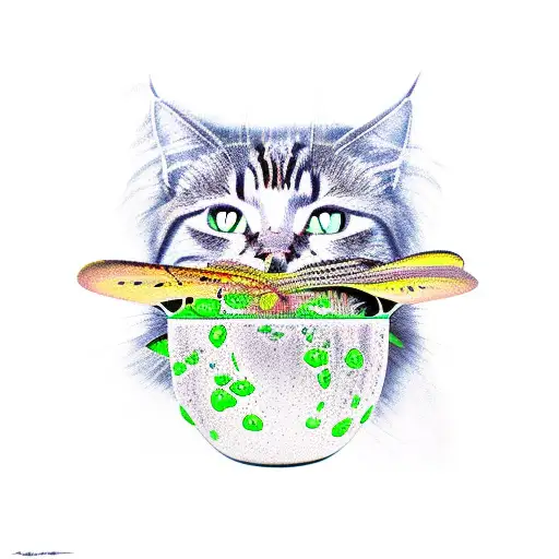 Grasshopper And Cat Together