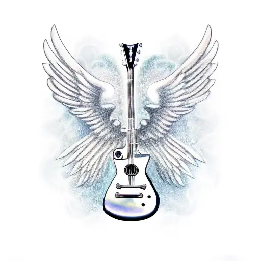 A Guitar With Wings And A Halo