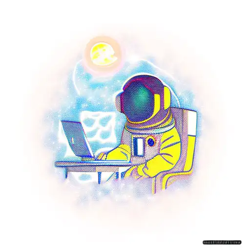Astronaut On A Computer In Space