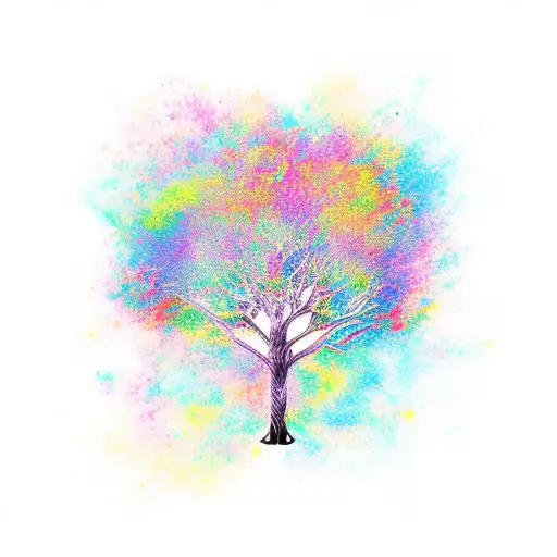 A Motorcycle With A Vibrant And Colorful Tree Of Life Growing Out Of Its Exhaust Pipes