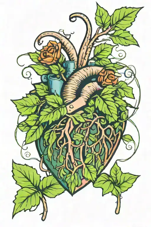 A Whimsical Tattoo Of A Weed Plant Growing Out Of A Heart Symbolizing Love For Nature